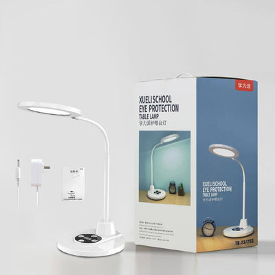 Lampe de table LED de protection des yeux en plastique blanc pur moderne 