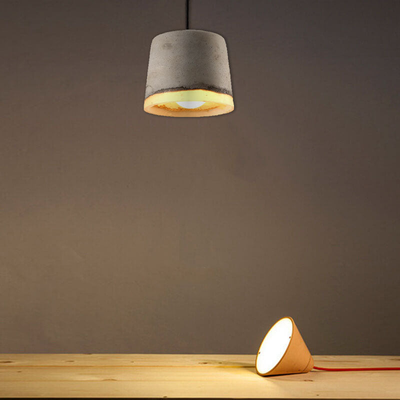 Lámpara colgante cilíndrica industrial contemporánea de resina de 1 luz para comedor 