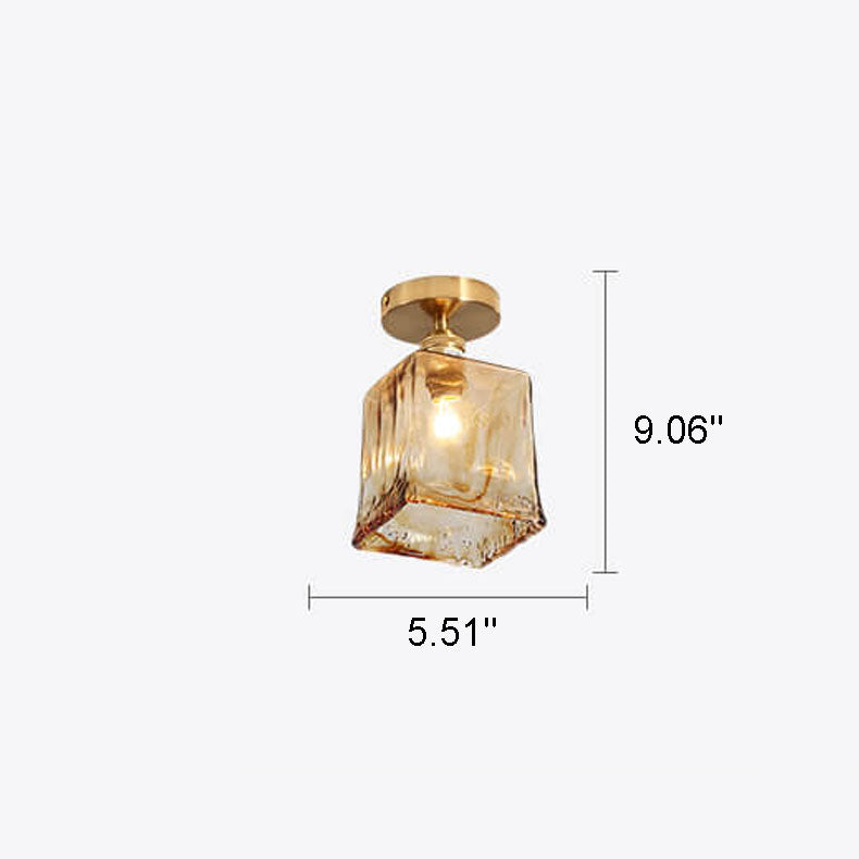 Modern Glass Japanese Amber Multi-Style 1-Light Flush Mount Light