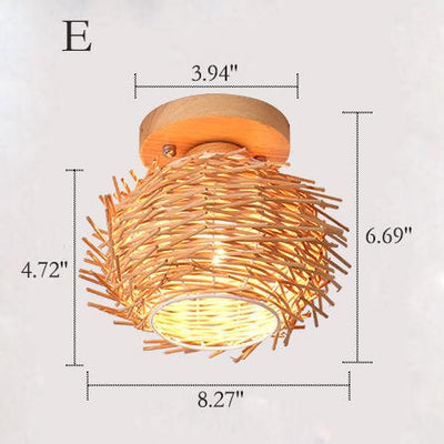 Modern Minimalist Creative Bamboo Weaving Flush Mount Ceiling Lamp