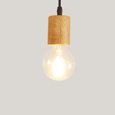 Modern Minimalist Wooden Geometric 1-Light Small Pendant Light
