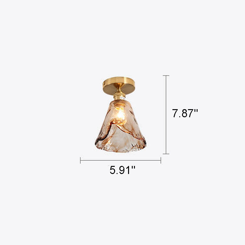 Modern Glass Japanese Amber Multi-Style 1-Light Flush Mount Light