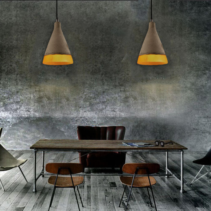 Resin Cement 1-Light Single Bell Pendant Light