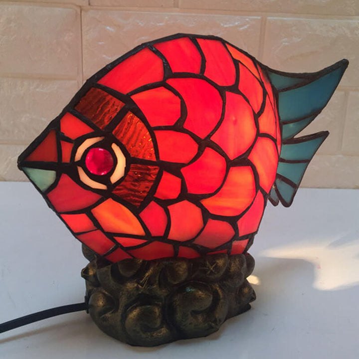 Europäische Retro-kreative Tiffany-Fisch-Eisen-Glas-1-Licht-Tischlampe 