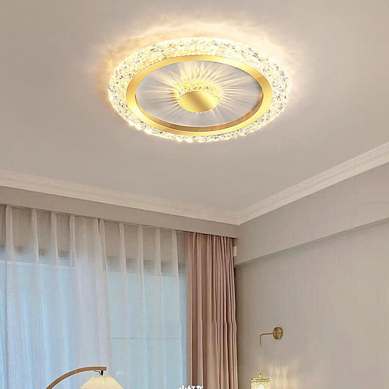 إضاءة LED مثبتة على السقف من الأكريليك والحديد والألمنيوم بتصميم دائري حديث وفاخر 