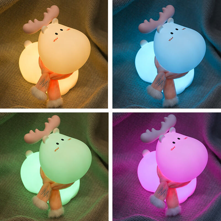 Lámpara de mesa de noche con luz LED recargable USB de silicona en forma de vaca moderna y creativa 
