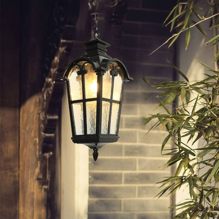 Lanterne suspendue rustique vintage européenne en aluminium moulé sous pression, étanche, à 1 lumière 