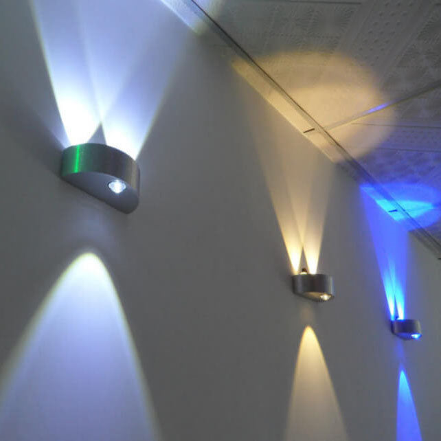 Applique murale LED ambiante intérieure extérieure en aluminium argenté massif demi-rond créatif moderne 