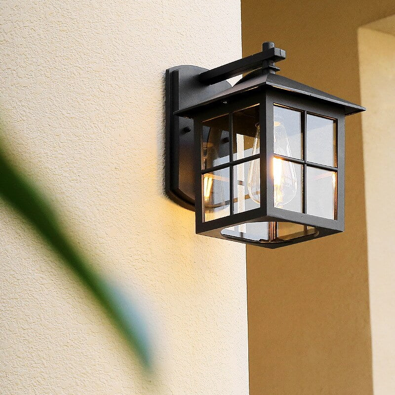 European Vintage Minimalist Rectangular Outdoor Indoor Waterproof 1-Light Wall Sconce Lamp