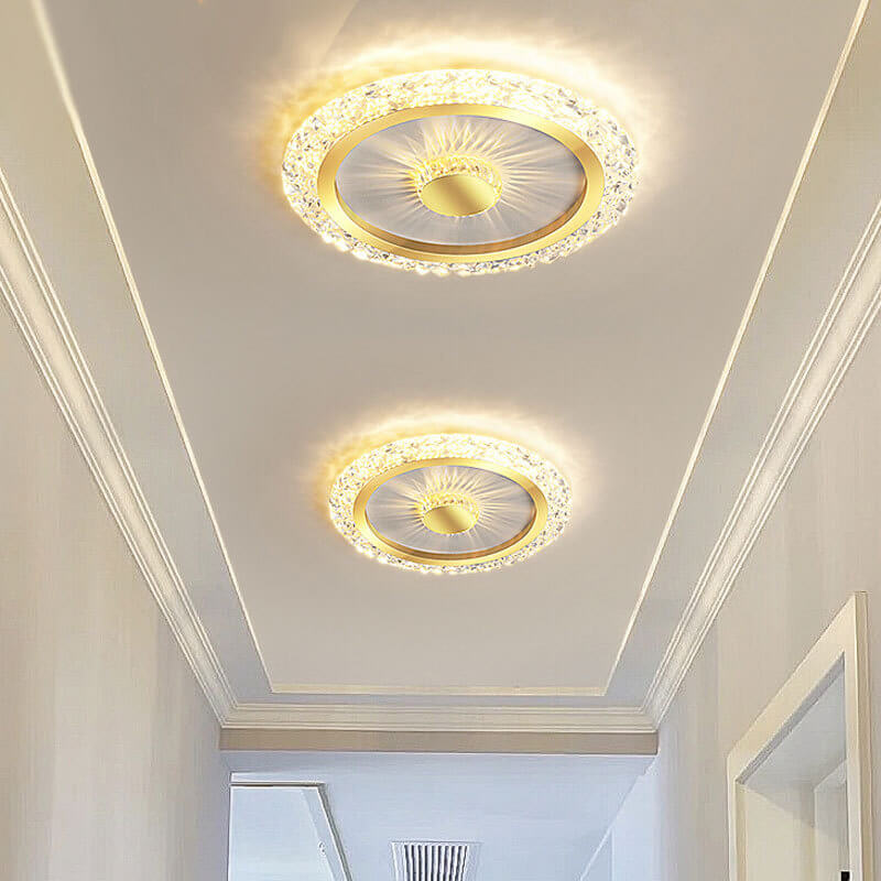 إضاءة LED مثبتة على السقف من الأكريليك والحديد والألمنيوم بتصميم دائري حديث وفاخر 