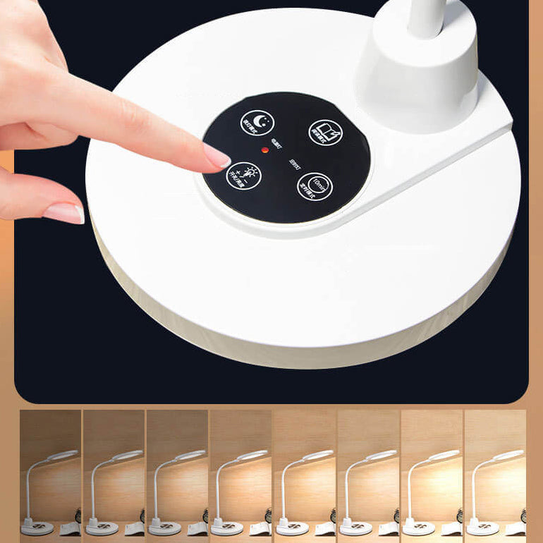 Lampe de table LED de protection des yeux en plastique blanc pur moderne 
