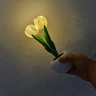 Lámpara de mesa LED de simulación creativa moderna Tulipán Peonía 
