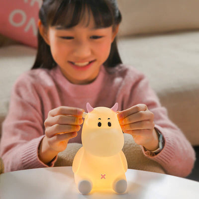 Lampe de table de nuit en silicone USB rechargeable Creative Cute Cow moderne 