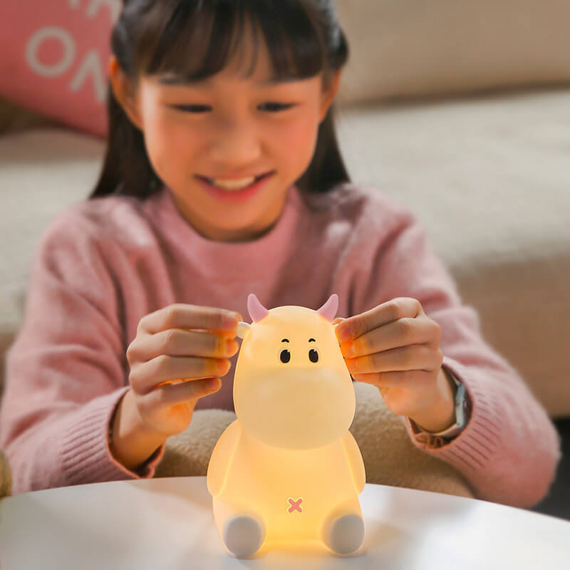 Lampe de table de nuit en silicone USB rechargeable Creative Cute Cow moderne 