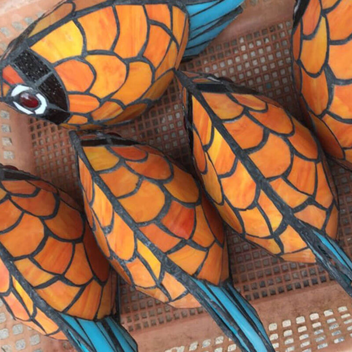 Europäische Retro-kreative Tiffany-Fisch-Eisen-Glas-1-Licht-Tischlampe 