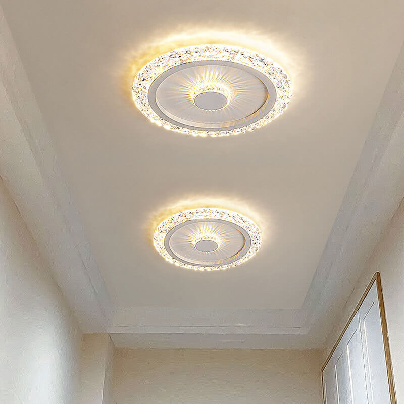 إضاءة LED مثبتة على السقف من الأكريليك والحديد والألمنيوم بتصميم دائري حديث وفاخر 