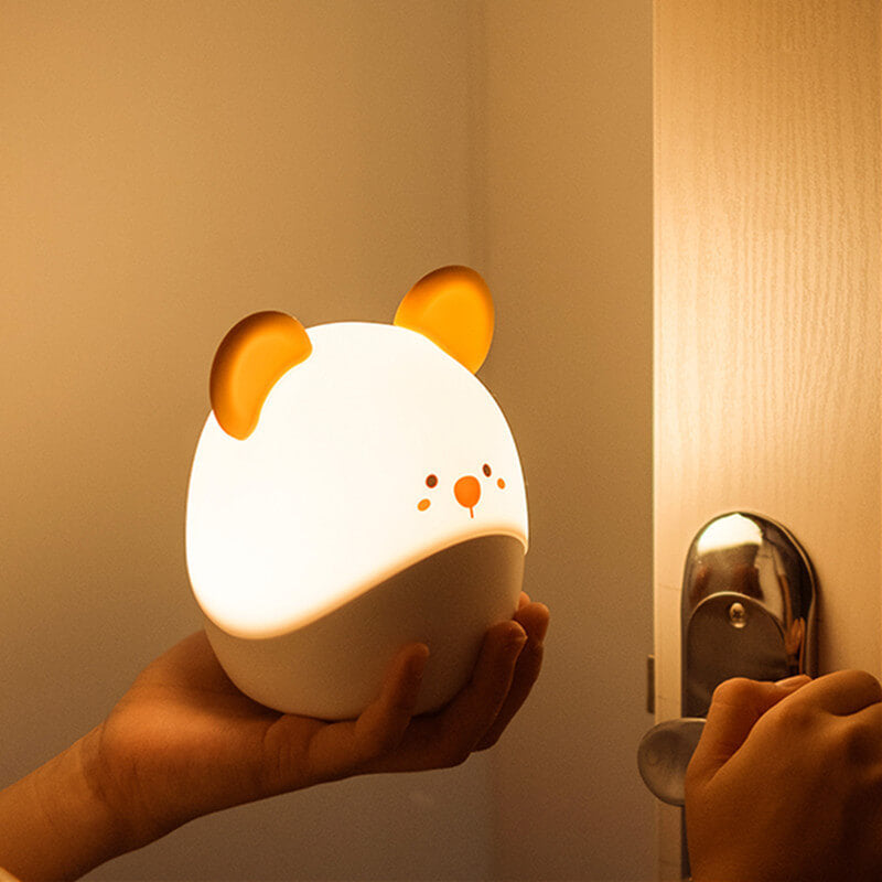 Lámpara de mesa de luz nocturna LED suave USB de silicona con forma de ratón de dibujos animados 