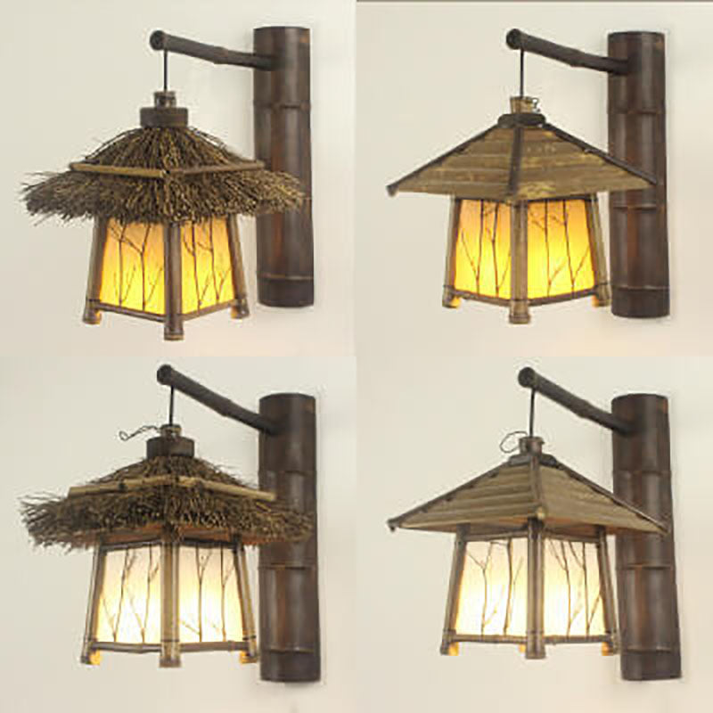 Modern Vintage Rustic Twine Rattan Weaving 1-Light Wall Sconce Lamp