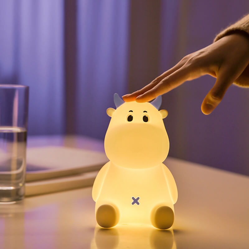 Lampe de table de nuit en silicone USB rechargeable Creative Cute Cow moderne 