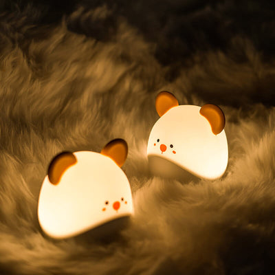 Lámpara de mesa de luz nocturna LED suave USB de silicona con forma de ratón de dibujos animados 
