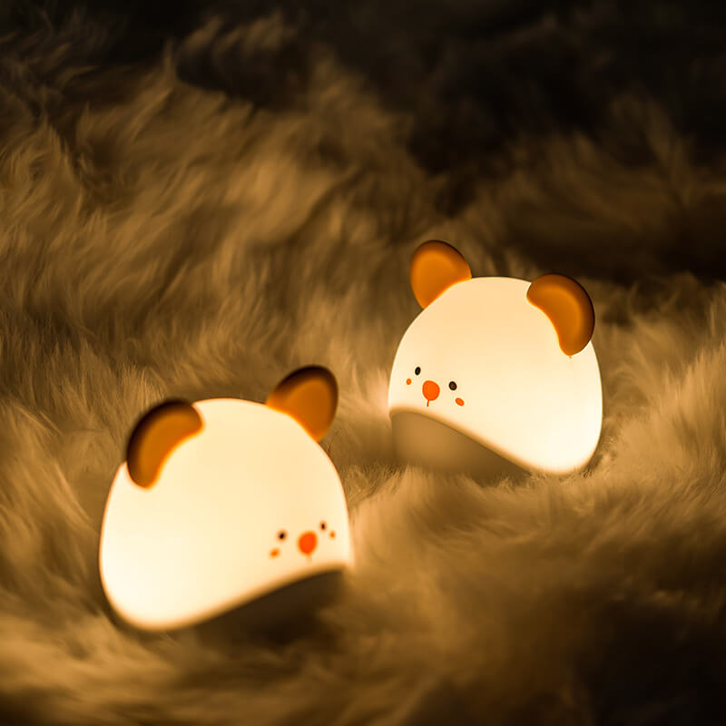 Lámpara de mesa de luz nocturna LED suave USB de silicona con forma de ratón de dibujos animados 