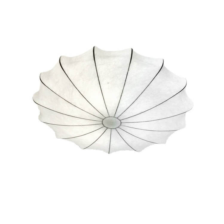 Nordic Minimalist White Beige Round Faux Silk 1/3/5-Light Flush Mount Light