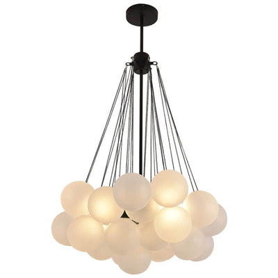 Nordic Minimalist Solid Color Round Ball Hardware Glass 3-Light Chandelier