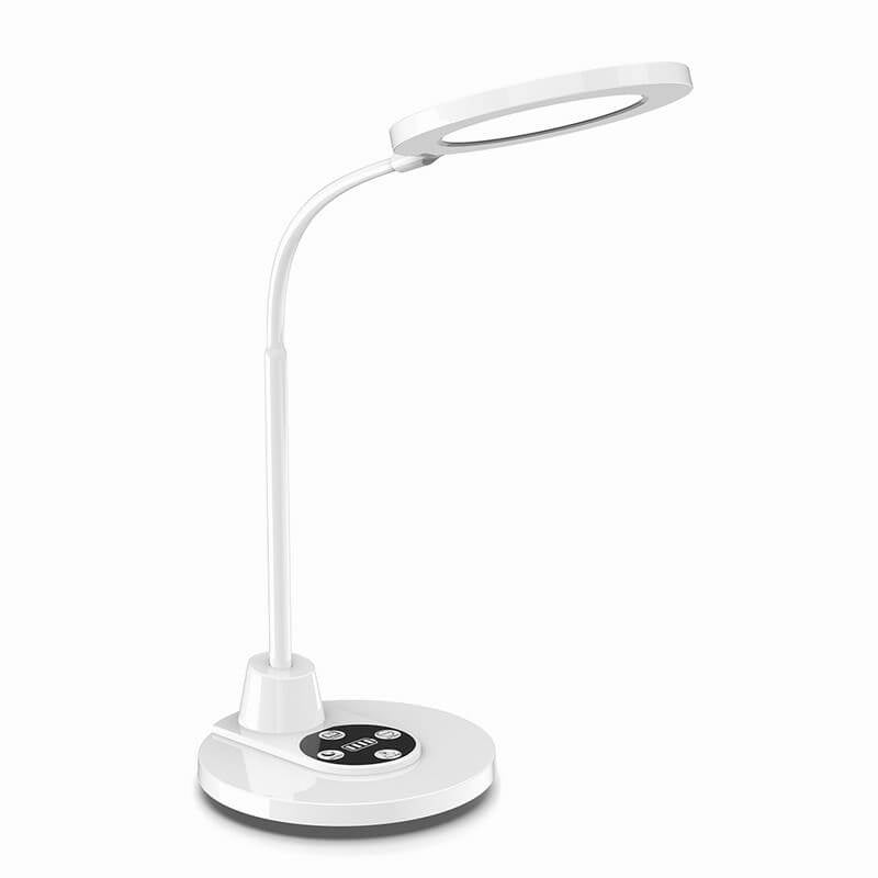 Lampe de table LED de protection des yeux en plastique blanc pur moderne 