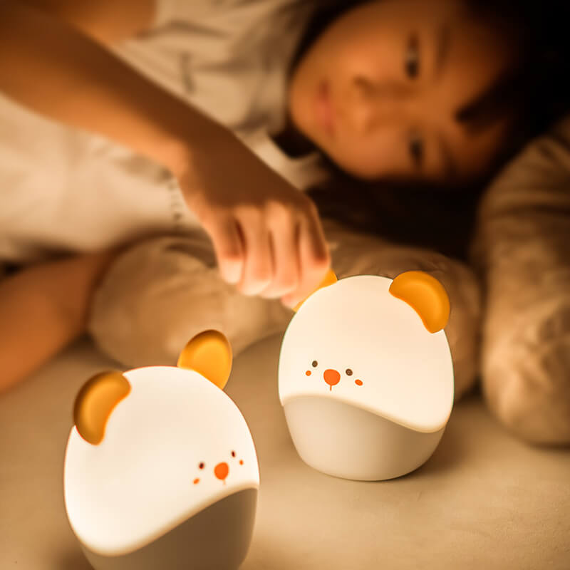 Lámpara de mesa de luz nocturna LED suave USB de silicona con forma de ratón de dibujos animados 