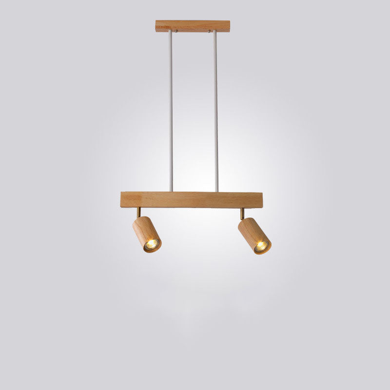 Nordic Minimalist Solid Wood Spotlight Track 2/3/4 Light Chandelier