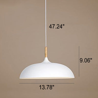 Wrought Iron Pot Lid 1-Light Adjustable Length Dome Pendant Light