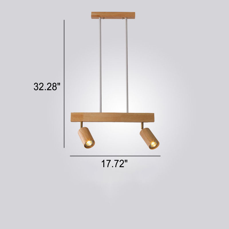 Nordic Minimalist Solid Wood Spotlight Track 2/3/4 Light Chandelier