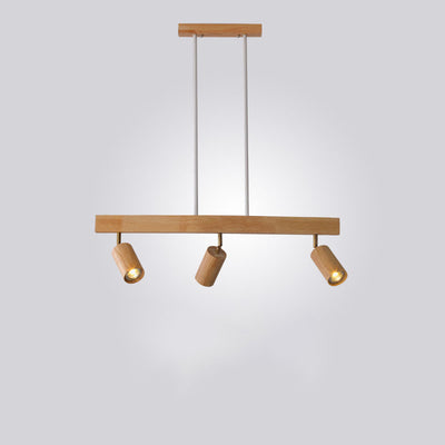 Nordic Minimalist Solid Wood Spotlight Track 2/3/4 Light Chandelier