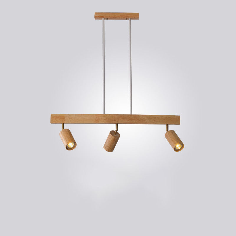 Nordischer minimalistischer Massivholz-Spotlight Track 2/3/4 Light Kronleuchter 