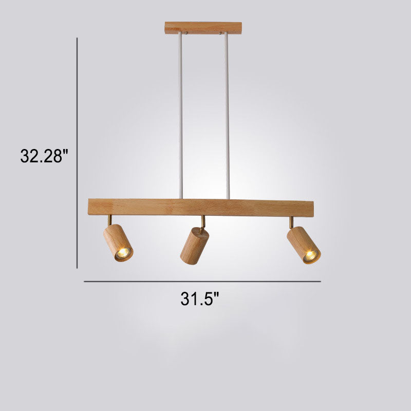 Nordic Minimalist Solid Wood Spotlight Track 2/3/4 Light Chandelier