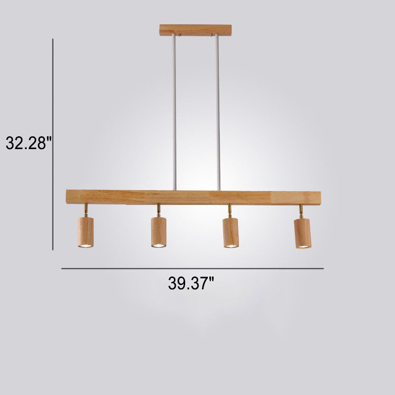 Nordic Minimalist Solid Wood Spotlight Track 2/3/4 Light Chandelier