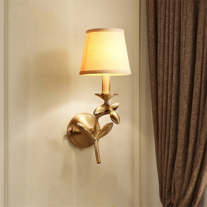 Modern Fabric Plant-Like 1-Light Armed Sconce Lamp