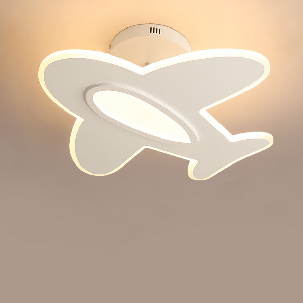 Modern Minimalist Cartoon Airplane LED Semi-Flush Mount Light