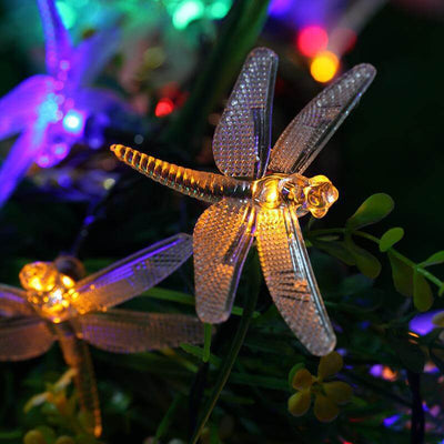 Outdoor Solar Dragonfly Waterproof LED Lights Festival Party Decoration String Lights