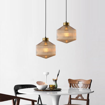 Nordic Textured Glass 1-Light Drum LED Pendant Light