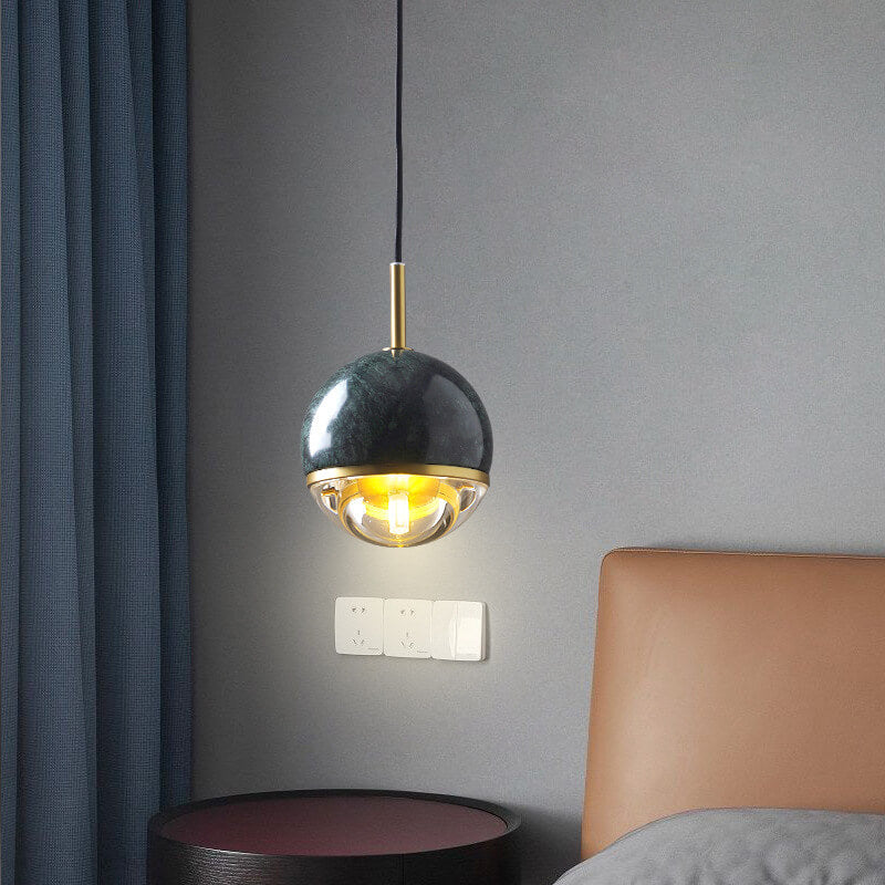 Suspension Globe à 1 Lumière en Marbre 