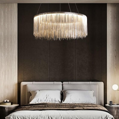 Modern Circular Metal Tassel 1-Light LED Chandeliers