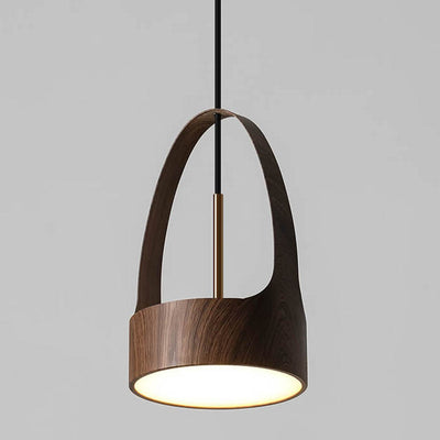 Modern Wood Grain Handle 1-Light  LED Pendant Light