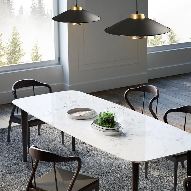 Lustre suspendu industriel simple en fer forgé à 1 lumière avec bord festonné 