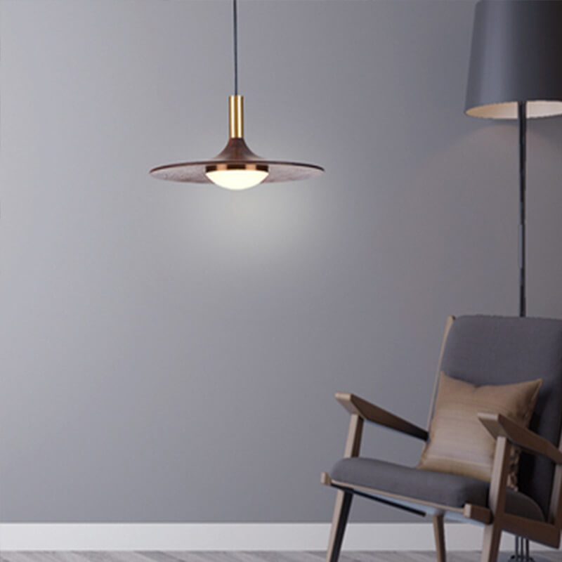 Modern Black Walnut LED Pendant Light