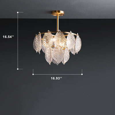 Modern Clear Glass Leaf 5/10 Light Triple Chandeliers