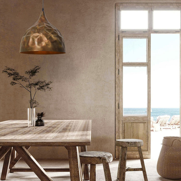 Lampe suspendue créative à 1 lumière en forme de bol nostalgique en fer industriel 