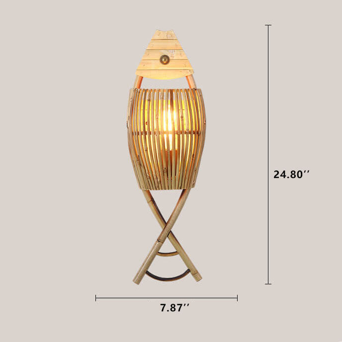 Vintage Bamboo Weaving Fish Shaped 1-Light Wall Sconce Lamp