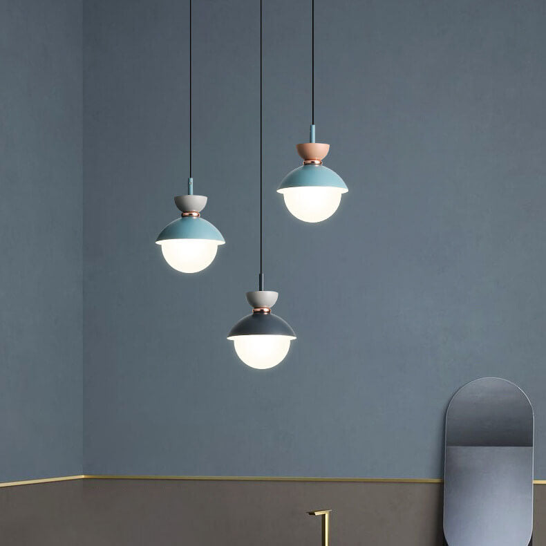 Modern Macaron Metal 1-Light Globe Pendant Light