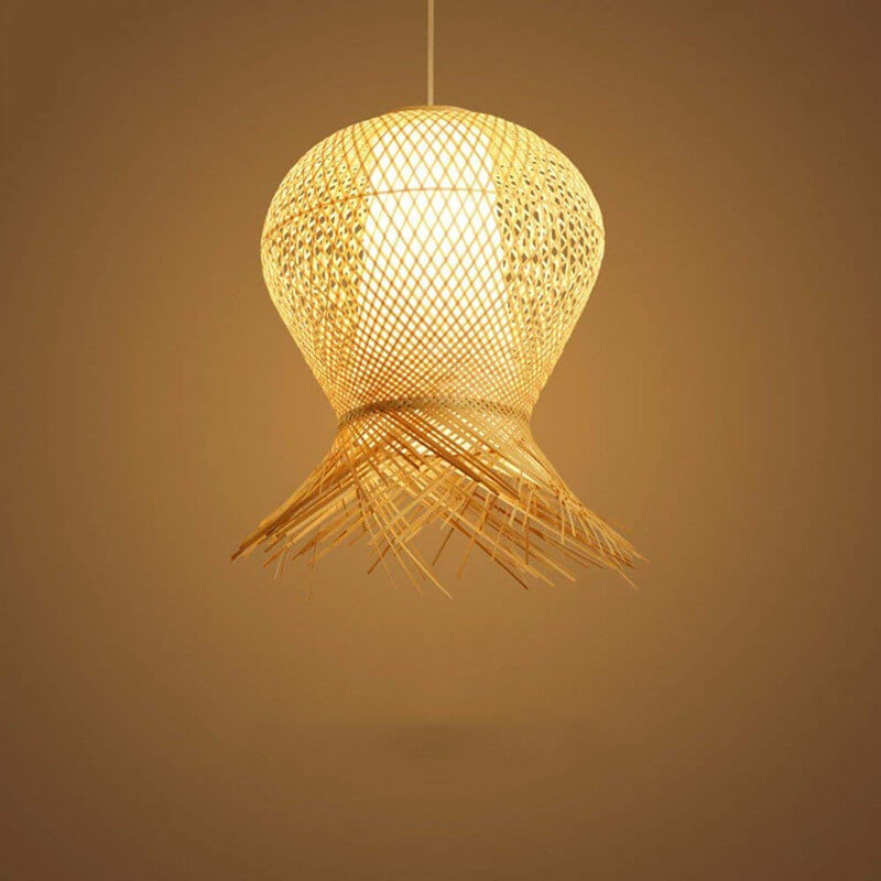 Modern Bamboo Weaving Nest 1-Light Globe Pendant Light